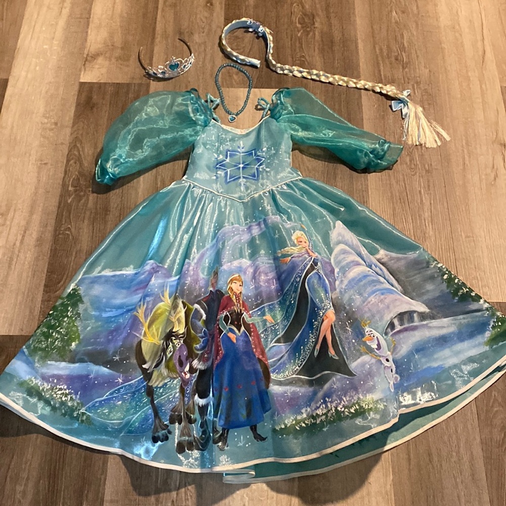 Frozen Girls Costume dress with accessories size L 10/12